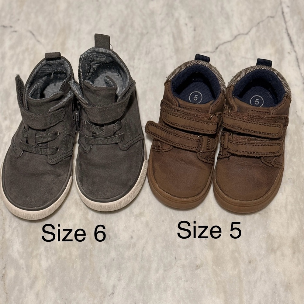 Cat & Jack Brown and Gray Boots with Velcro Straps